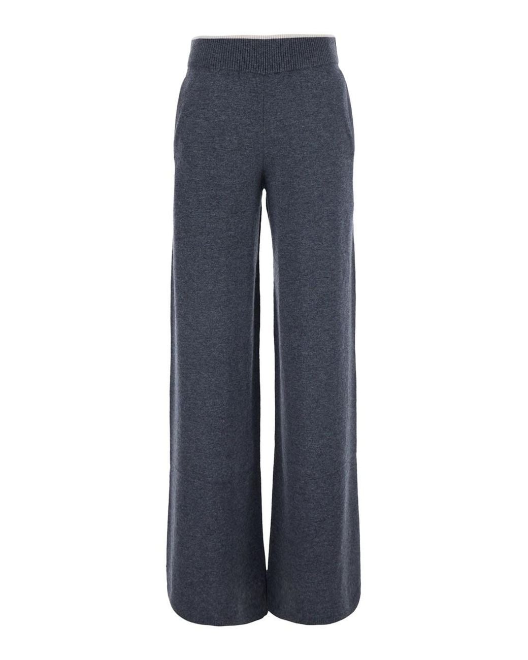 Pinko Blue Elegant Wool-Cashmere Straight-Leg High-Waist Pants For