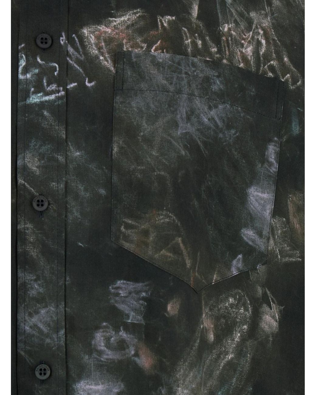 Balenciaga Black Shirt With All-Over Print, Viscose for men