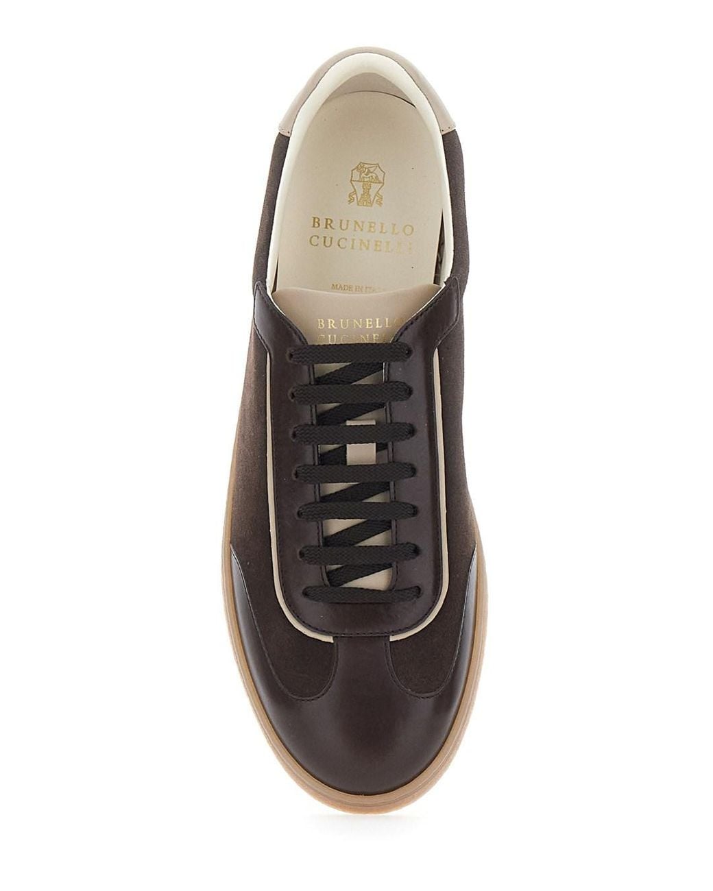 Brunello Cucinelli Brown Sneakers With Embossed Logo On The Heel for men