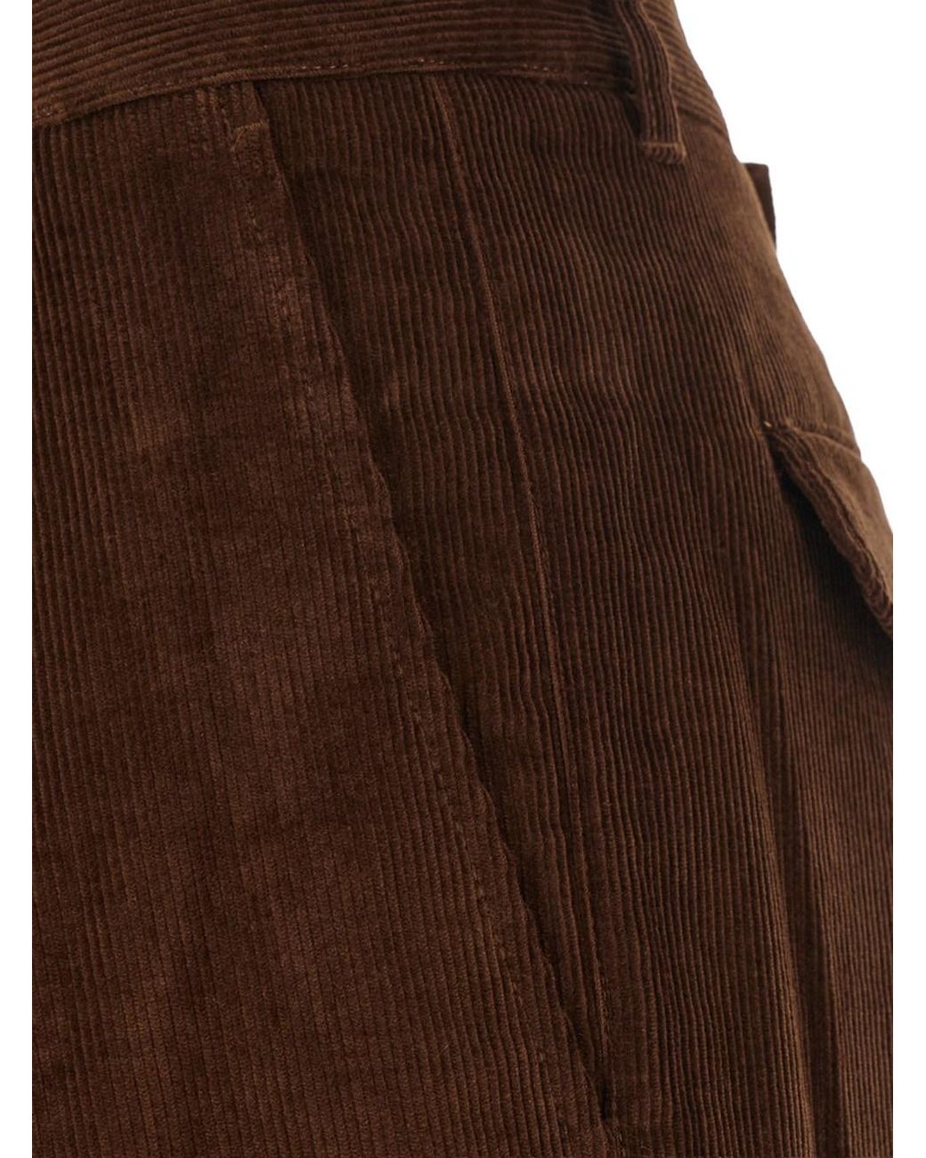AMI Brown Corduroy Relaxed Trousers Cotton for men