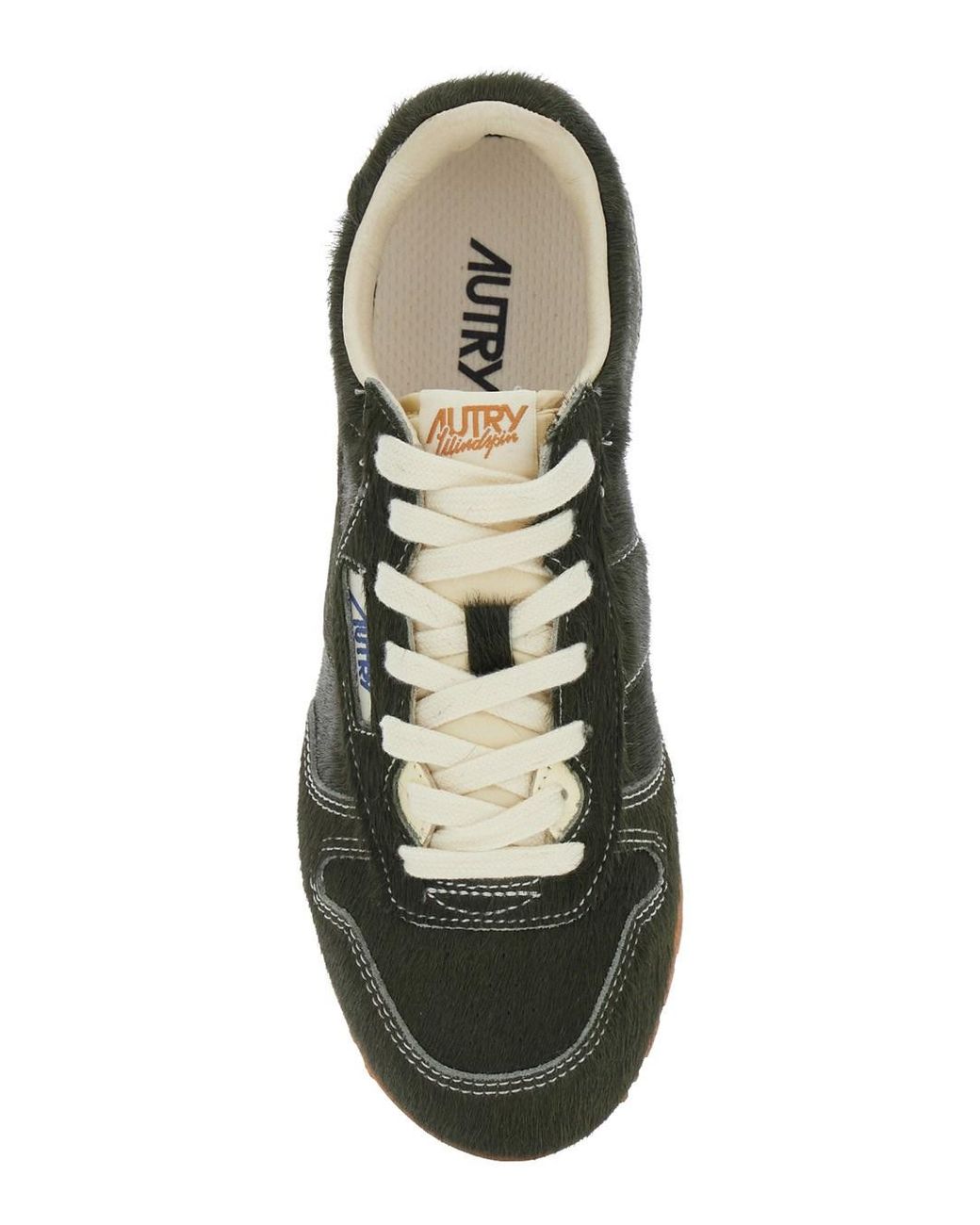Autry Green Low-Top Sneakers Windspin Suede Cow Leather Trainers