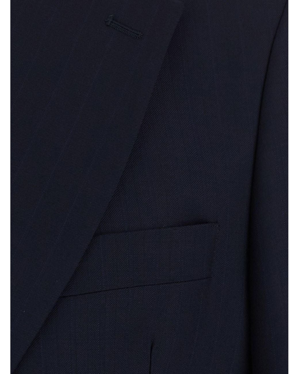 E PO CA Blue Single-Breasted Jacket With Piping And Pleats for men