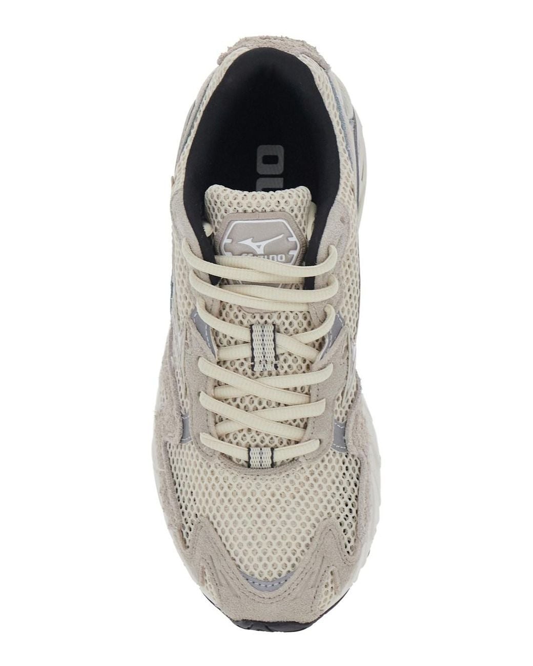 Mizuno Gray Wave Rider Shoes With Cushioning Sole And Tech Fabric Upper