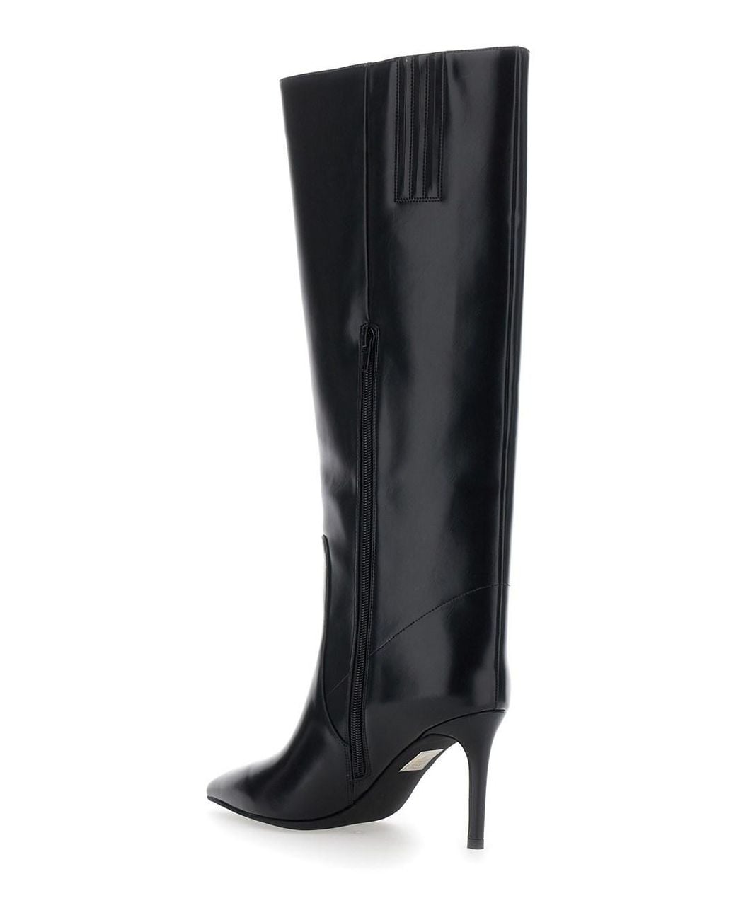 Jeffrey Campbell Black Arsen Pointed-Toe Side-Zip Leather High-Heel Boot