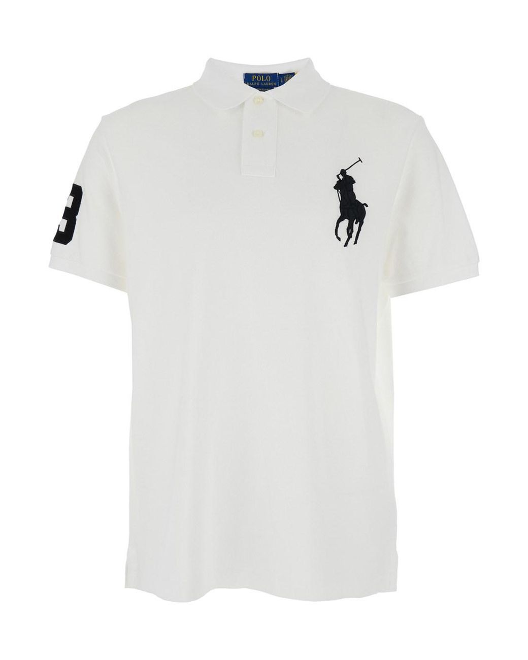 Polo Ralph Lauren White "Custom Slim Fit" Polo Shirt With Pony Maxi Embroidery On The Front And Numeric Detail On The Sleeve for men