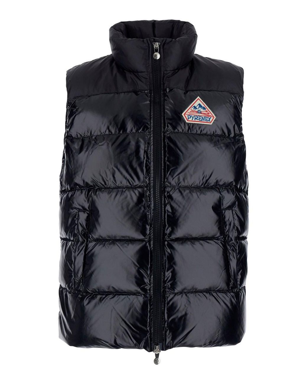 Pyrenex Black Sleeveless Down Jacket With High Collar And Logo Patch O