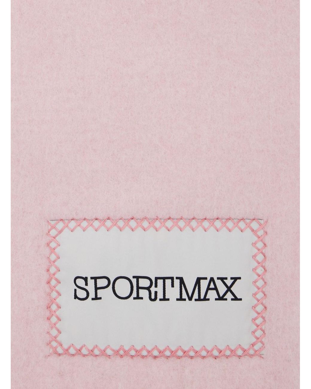 Sportmax Pink Wool Blend Scarf With Logo Patch Alpaca