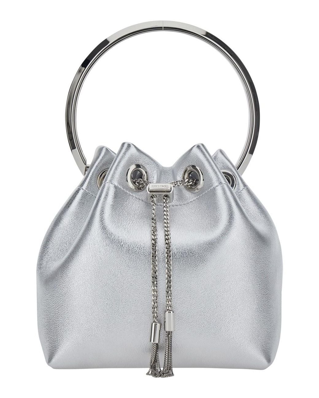 Jimmy Choo Gray 'Bon Bon' Colored Mini Bag With Drawstring Closure I