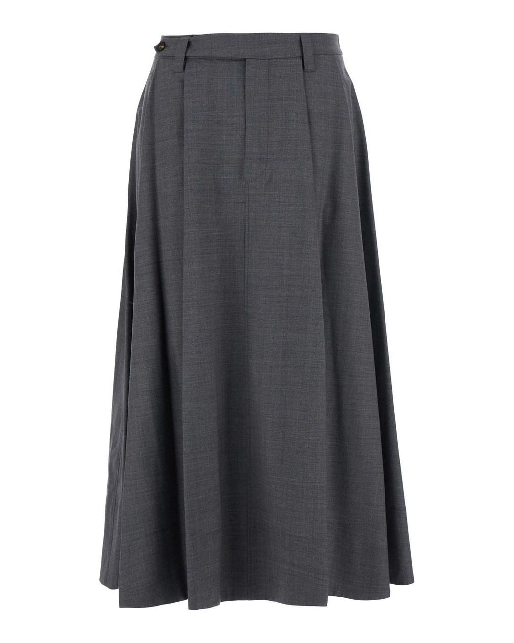 Brunello Cucinelli Gray Midi Skirt Wool Blend Virgin