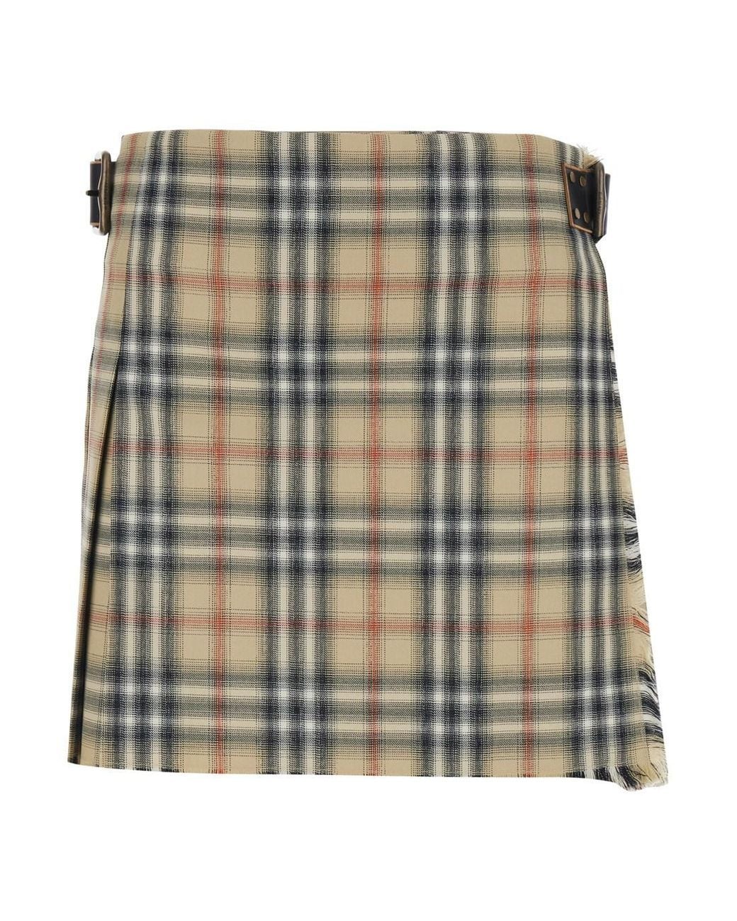 Burberry Multicolor Skirt With Adjustable Belt And All-Over Check Motif