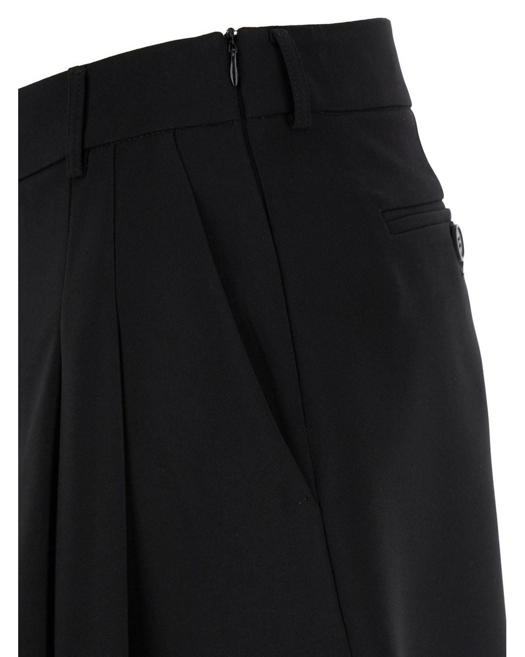 Le Plain Black Mini Pleated Skirt With Belt Loops