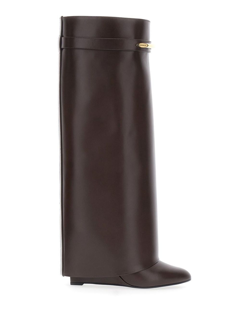 Givenchy Brown Pointed Toe Wedge Heels With Logo Plate On The Front