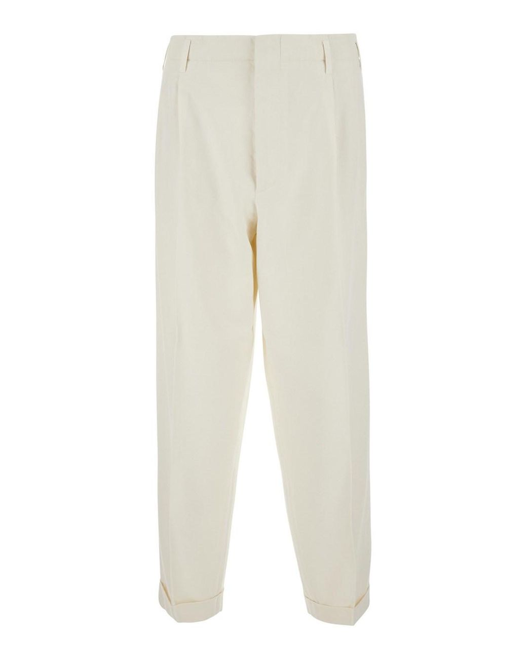 Brunello Cucinelli White Pants With Cuffed Hem for men