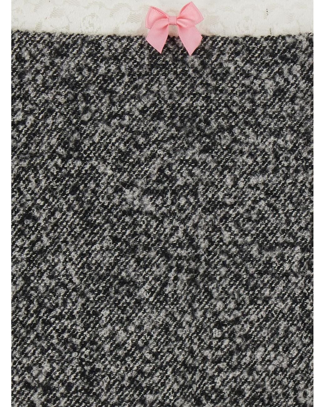 Markgong Gray Miniskirt With Floral Embroidery And Front Bow