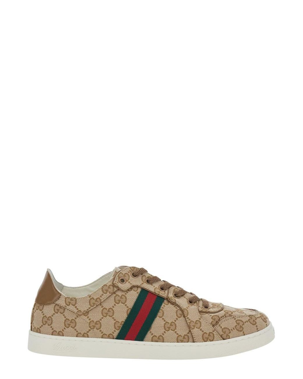 Gucci Natural Low Top Sneakers Gg Canvas Canvas/Leather/Rubber Trainers for men