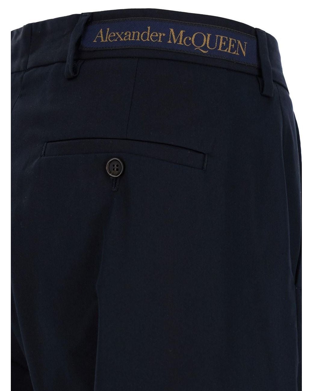McQueen Blue Straight Tailored Pants for men