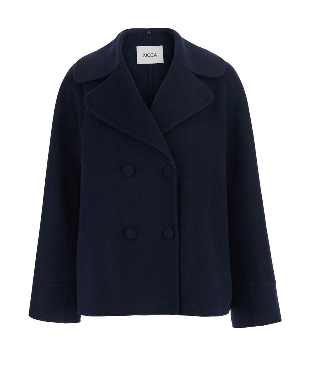 Jucca Blue Double-Breasted Coat With Wide Notched Revers And Removable