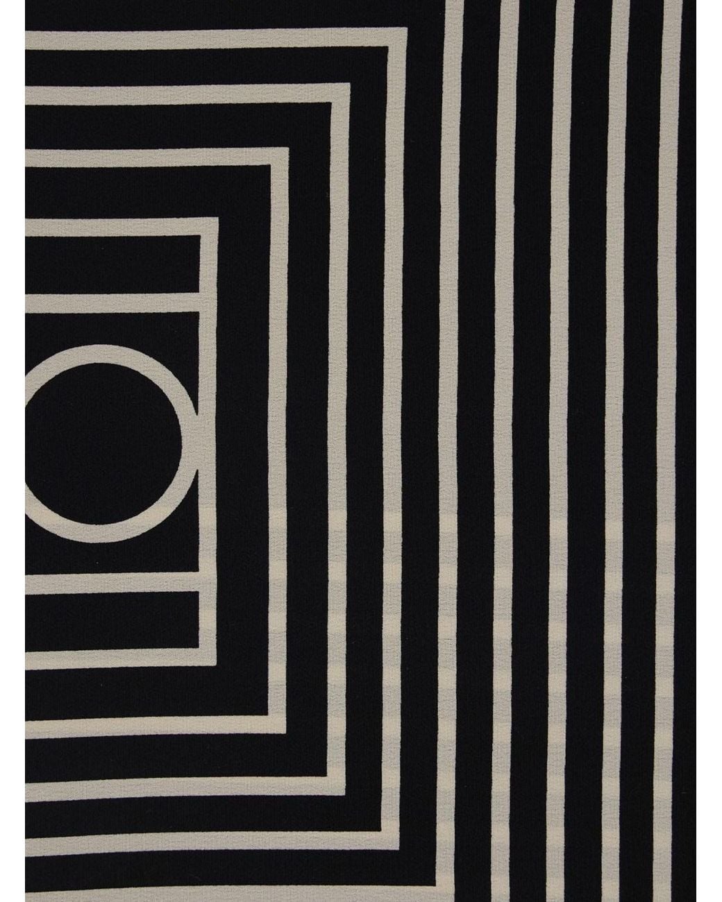 Totême  Black Square Scarf With Logo Print On The Front