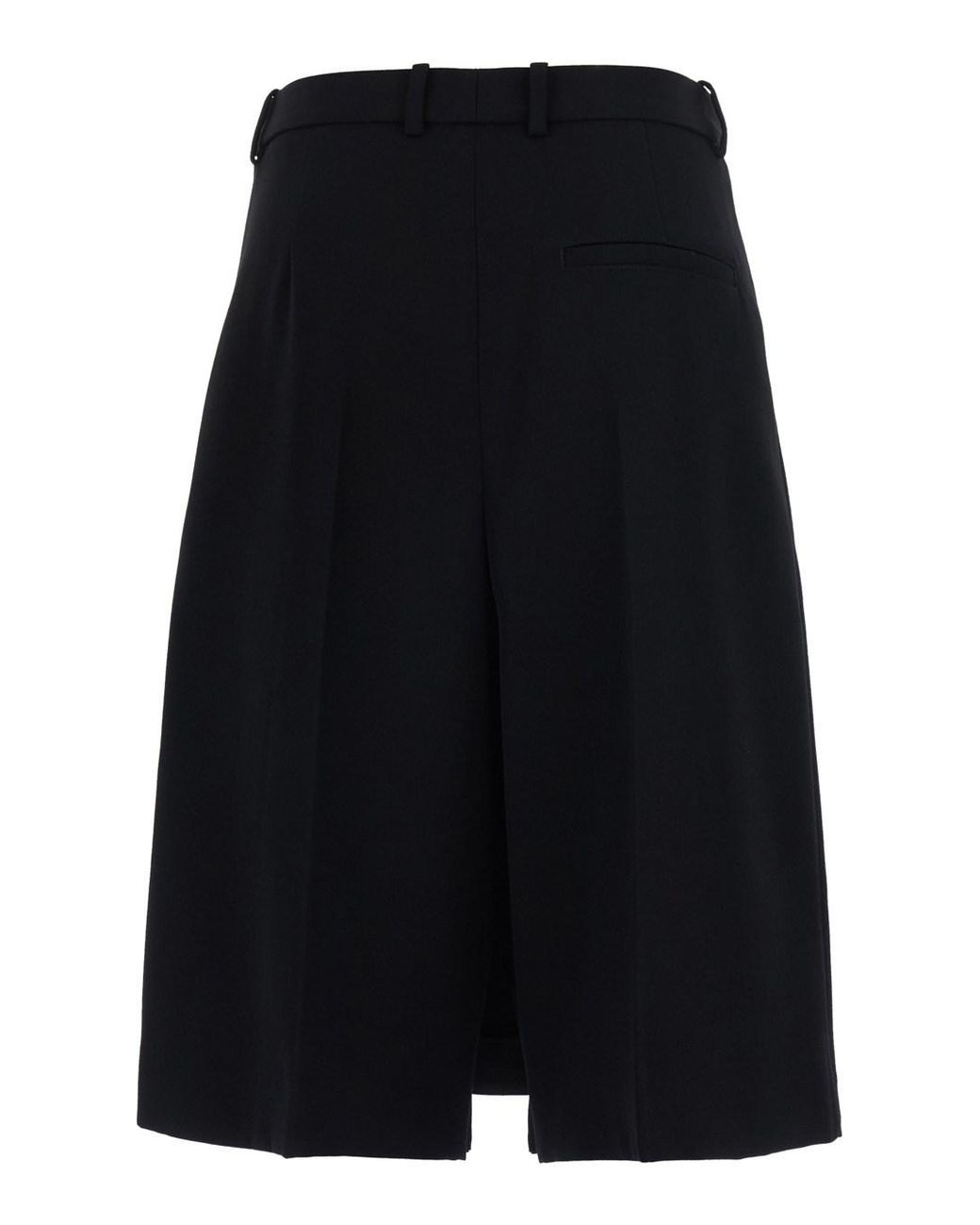 Balenciaga Black Folded Starry Wool Twill Midi Skort