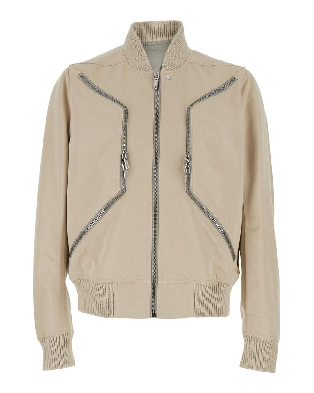 Rick Owens Natural 'Heizer Flight' Bomber Jacket With Two Front Zip Pockets for men
