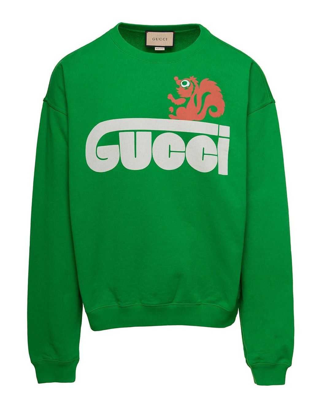 Gucci Grass Crewneck Lettering Sweatshirt In Jersey Man in Green for Men |  Lyst