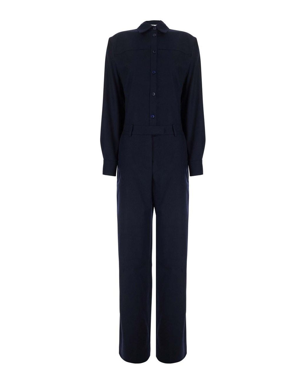 PT Torino Blue Jumpsuit With Classic Collar And Button Closure