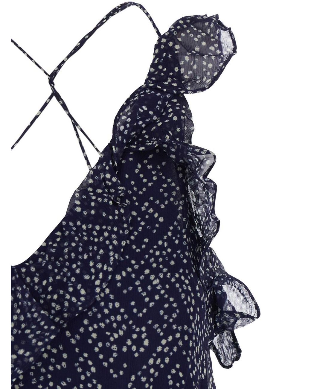 Isabel Marant Blue 'Luxie' Flared Dress With V Neck With Ruffles And All-Over Print