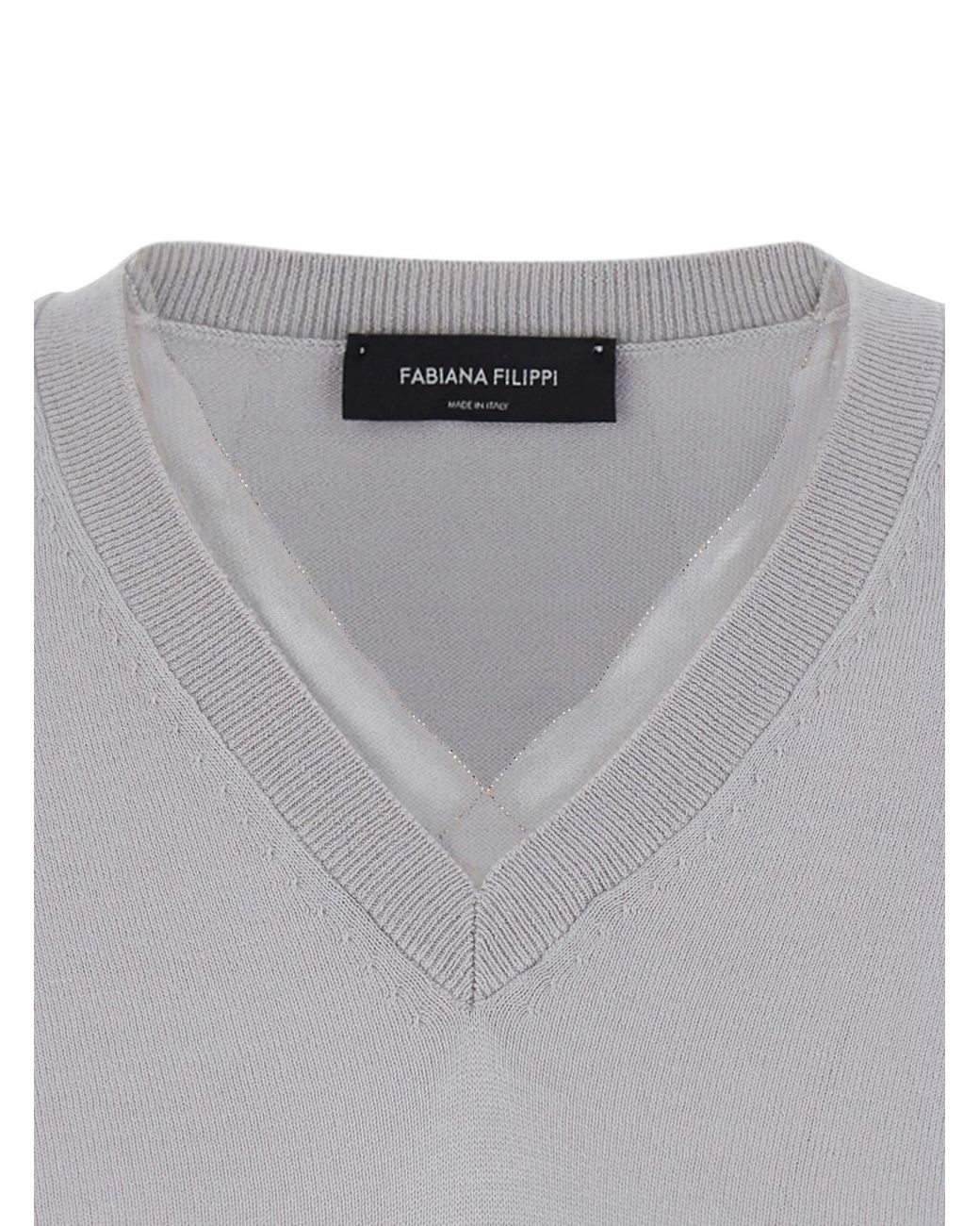 Fabiana Filippi Gray Sweater Wool-Cotton Wool Cotton Tops