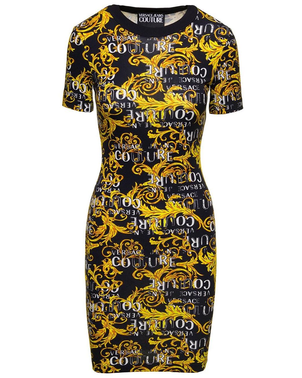 Versace Jeans Couture Baroque print Minidress in Black Lyst UK