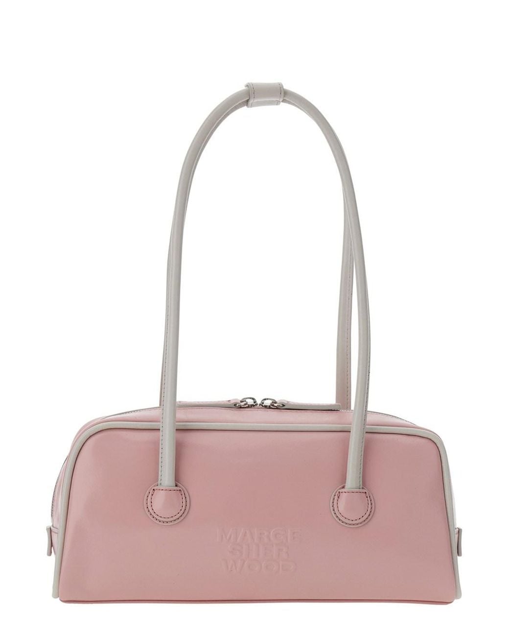 MARGE SHERWOOD Pink 'Baguette' Shoulder Bag With Logo Lettering On The