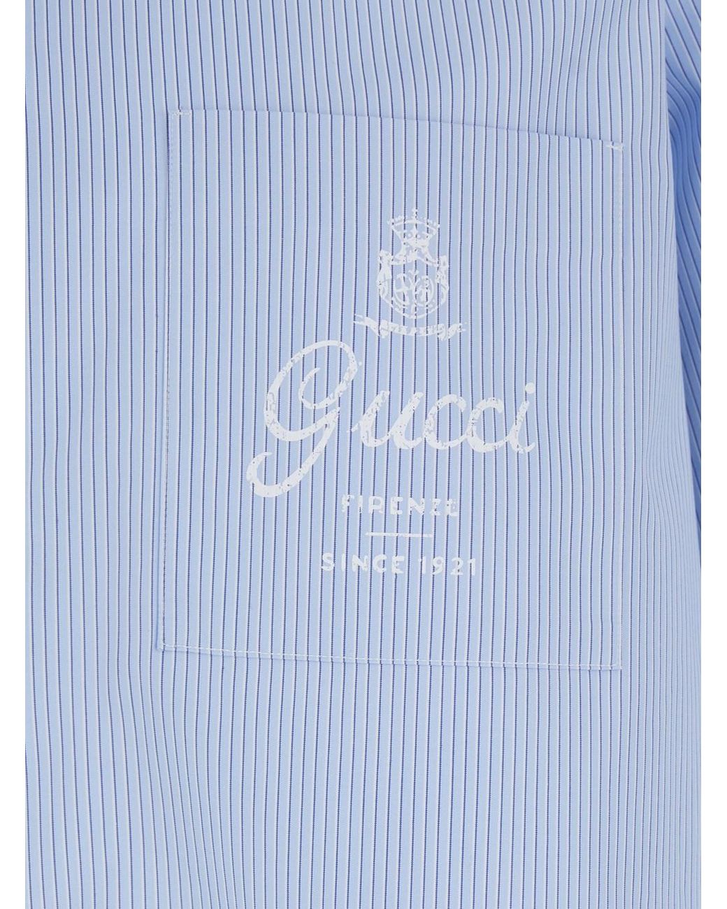 Gucci Blue Bowling Shirt Cotton for men
