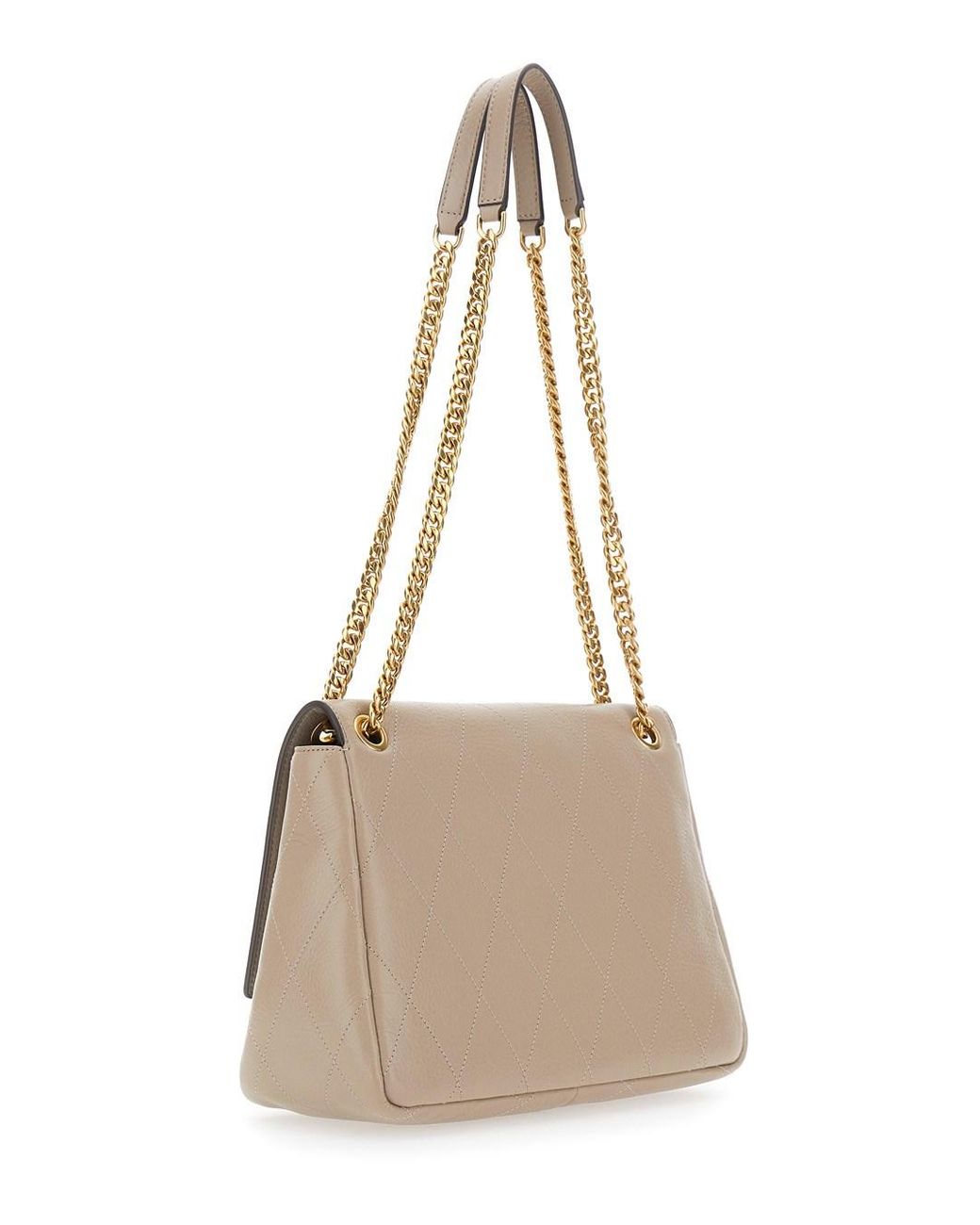 Tory Burch Natural 'Charlie' Crossbody Bag With Chain Strap And Logo Pla