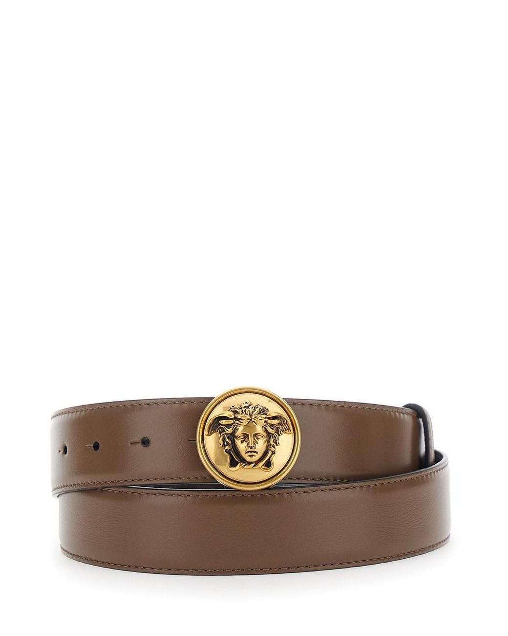 Cintura Con Fibbia Medusa Metallica di Versace in Brown da Uomo