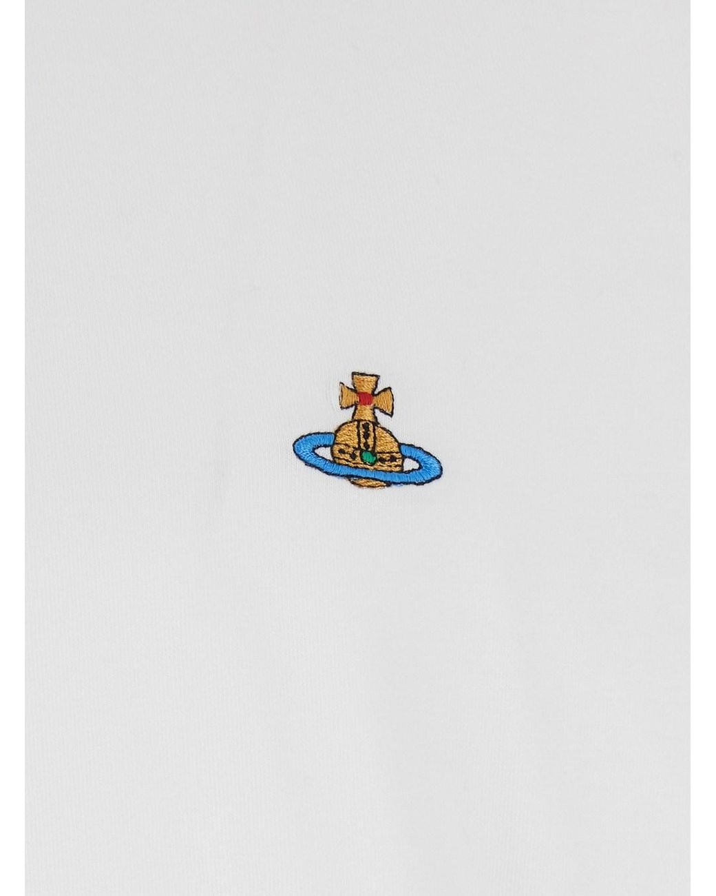 Vivienne Westwood White Crew Neck T-Shirt With Orb Logo Detail On Front