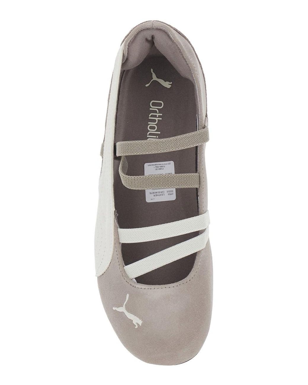 PUMA White Speedcat Tech Fabric Ballerina Sneakers With Rubber Sole
