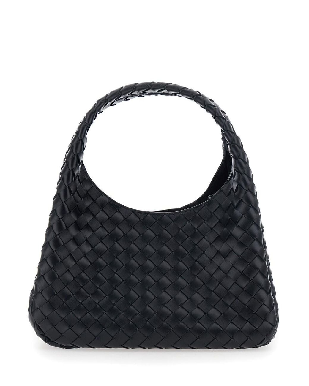 Bottega Veneta Black 'Campana' Shoulder Bag With Intreccio Motif