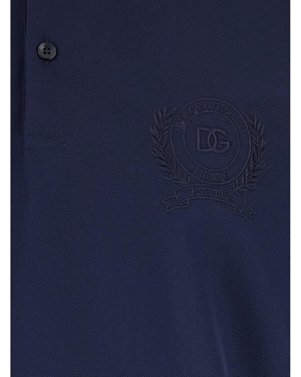 Dolce & Gabbana Blue Polo Shirt With Logo On Front for men