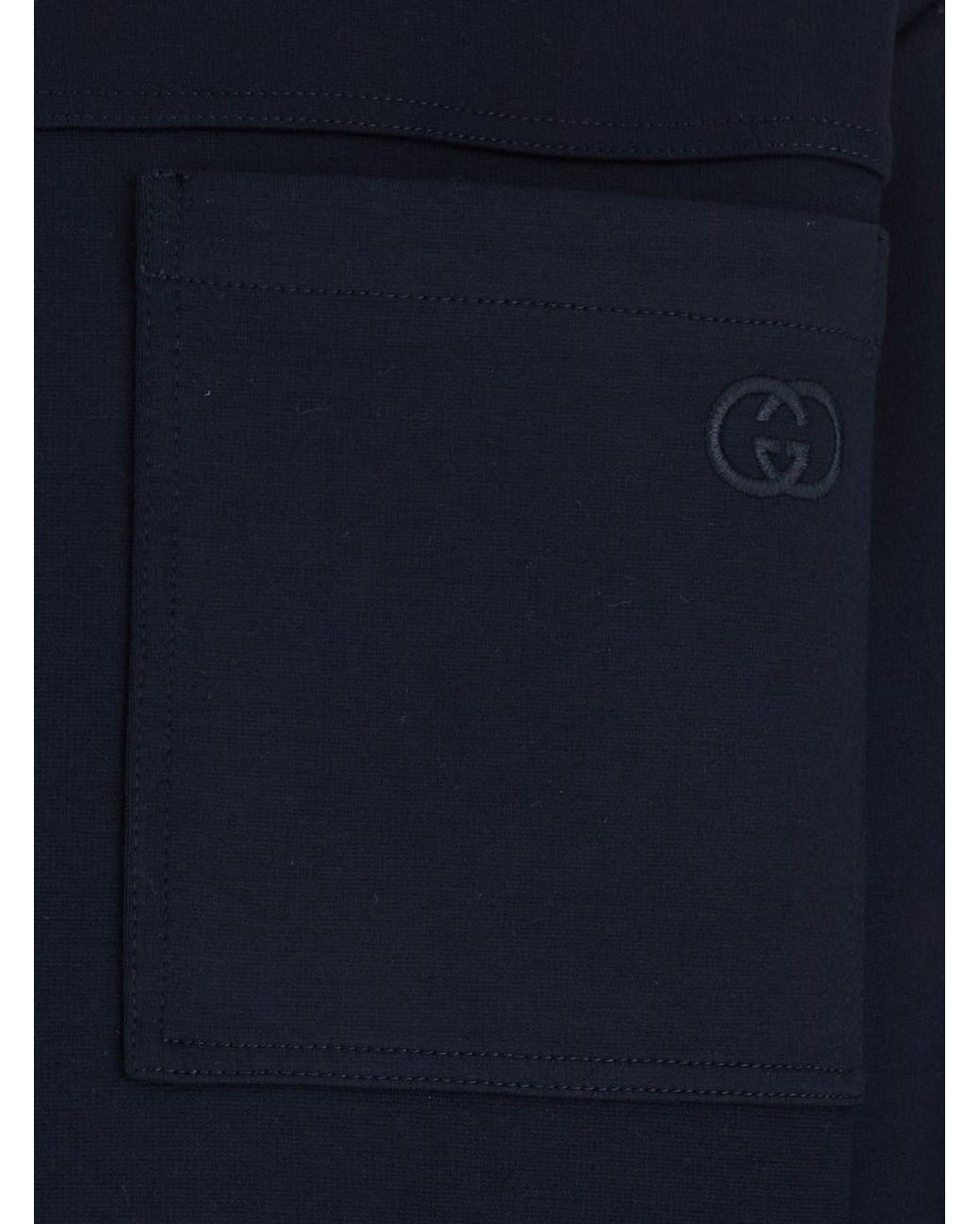Gucci Blue Jacket With Front Closure And Gg Logo Detail for men