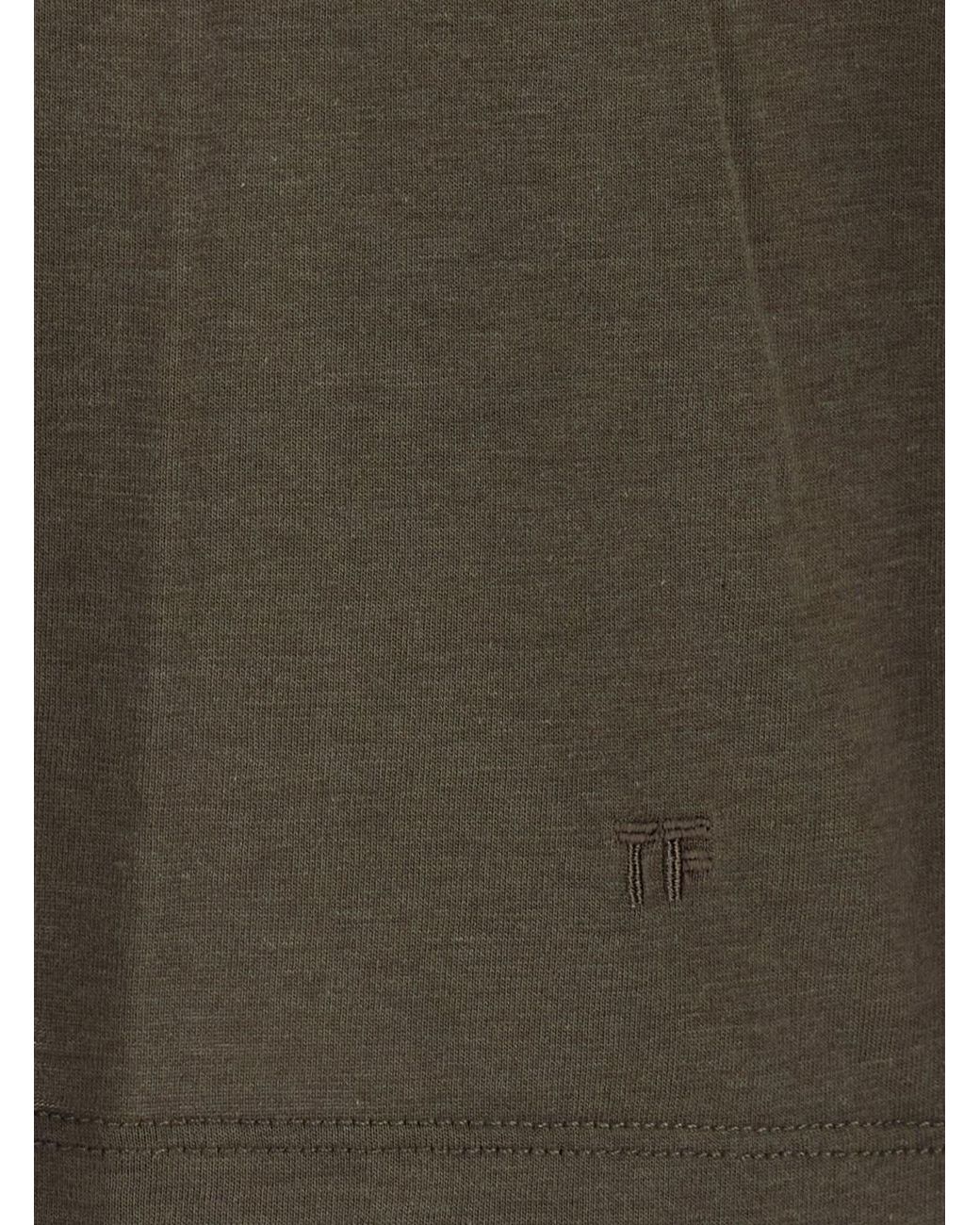 Tom Ford Green Long Sleeve T-Shirt With Logo On The Front for men