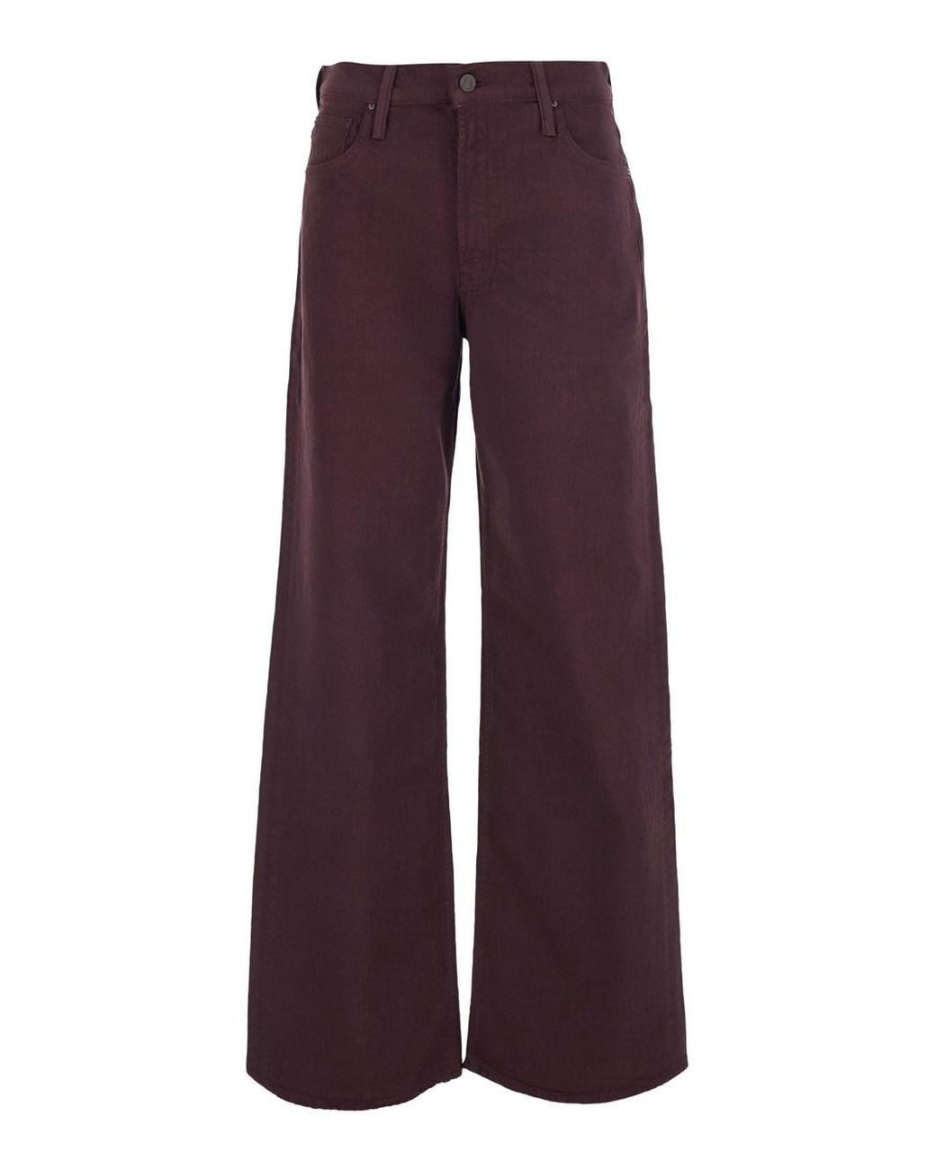 Mother Purple 'The Rerun Zip Sneak' Burgundy Jeans With Belt Loops And Logo E