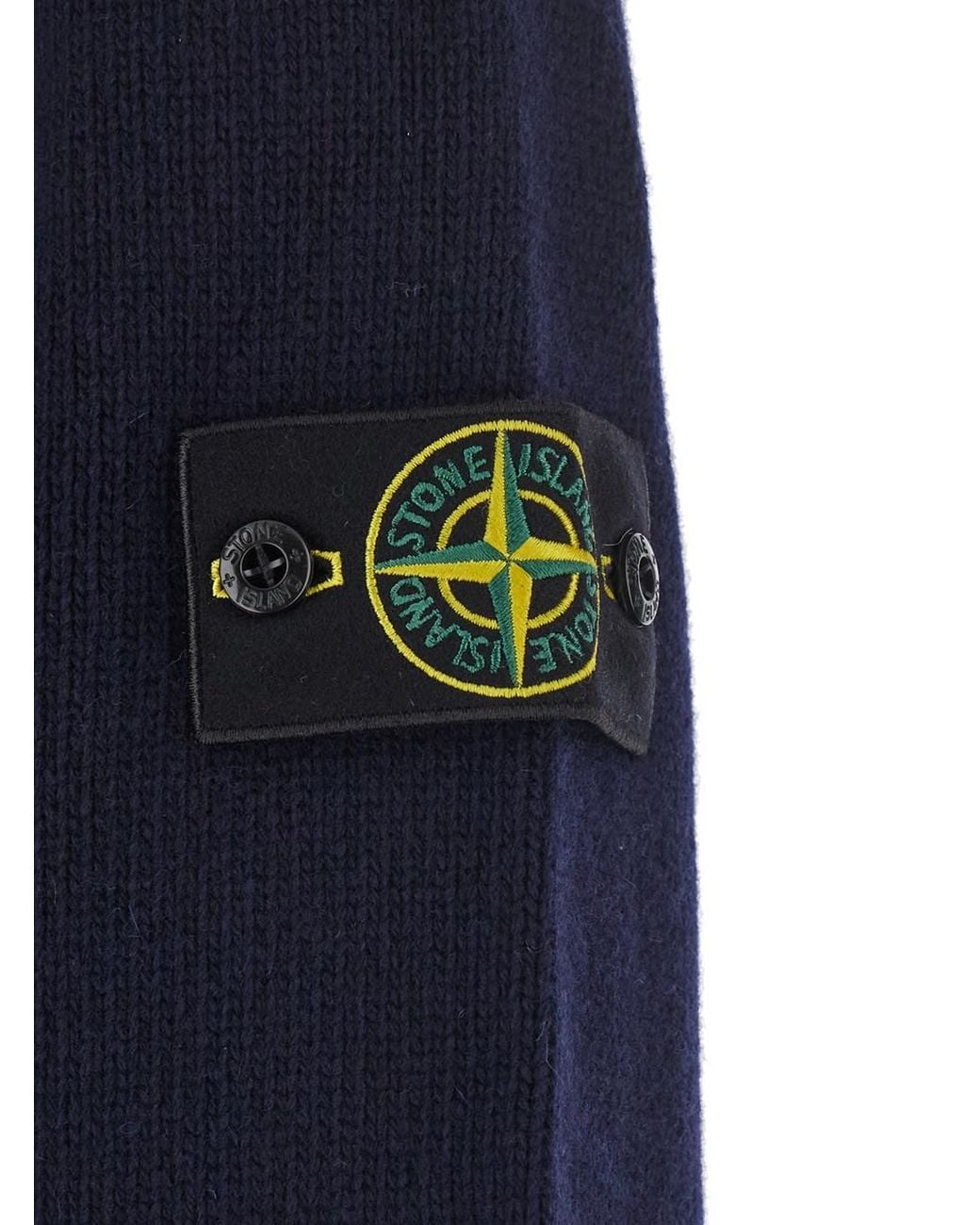 Cardigan Con Collo Alto E Patch Logo Sulla Manica di Stone Island in Blue da Uomo