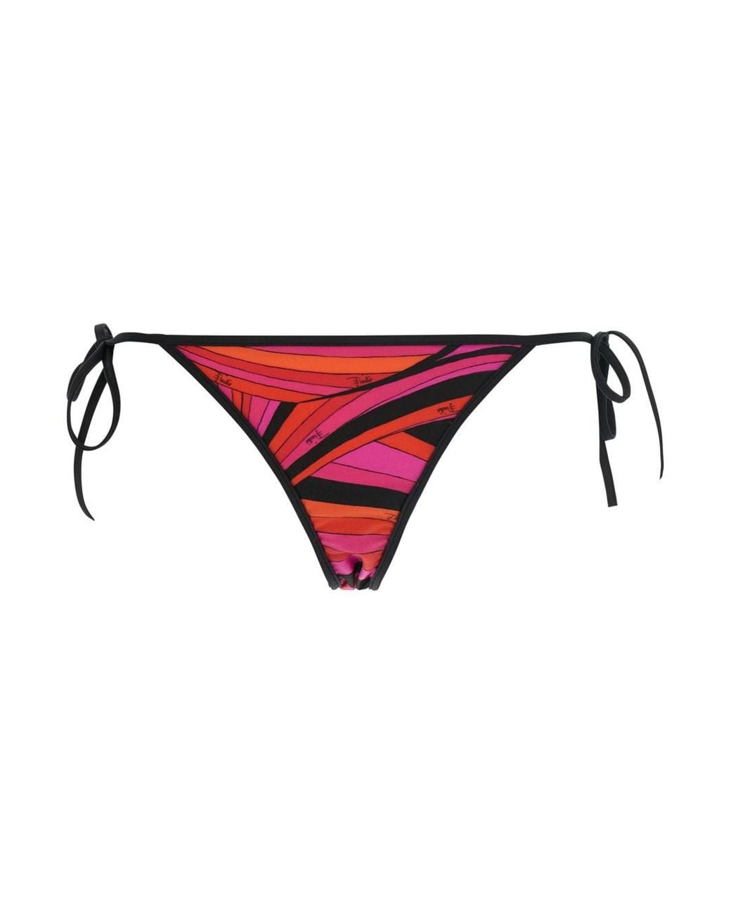 Emilio Pucci Red High-Cut Bikini Bottoms With Geometric Print Stretch Technical Fabric Swimwear
