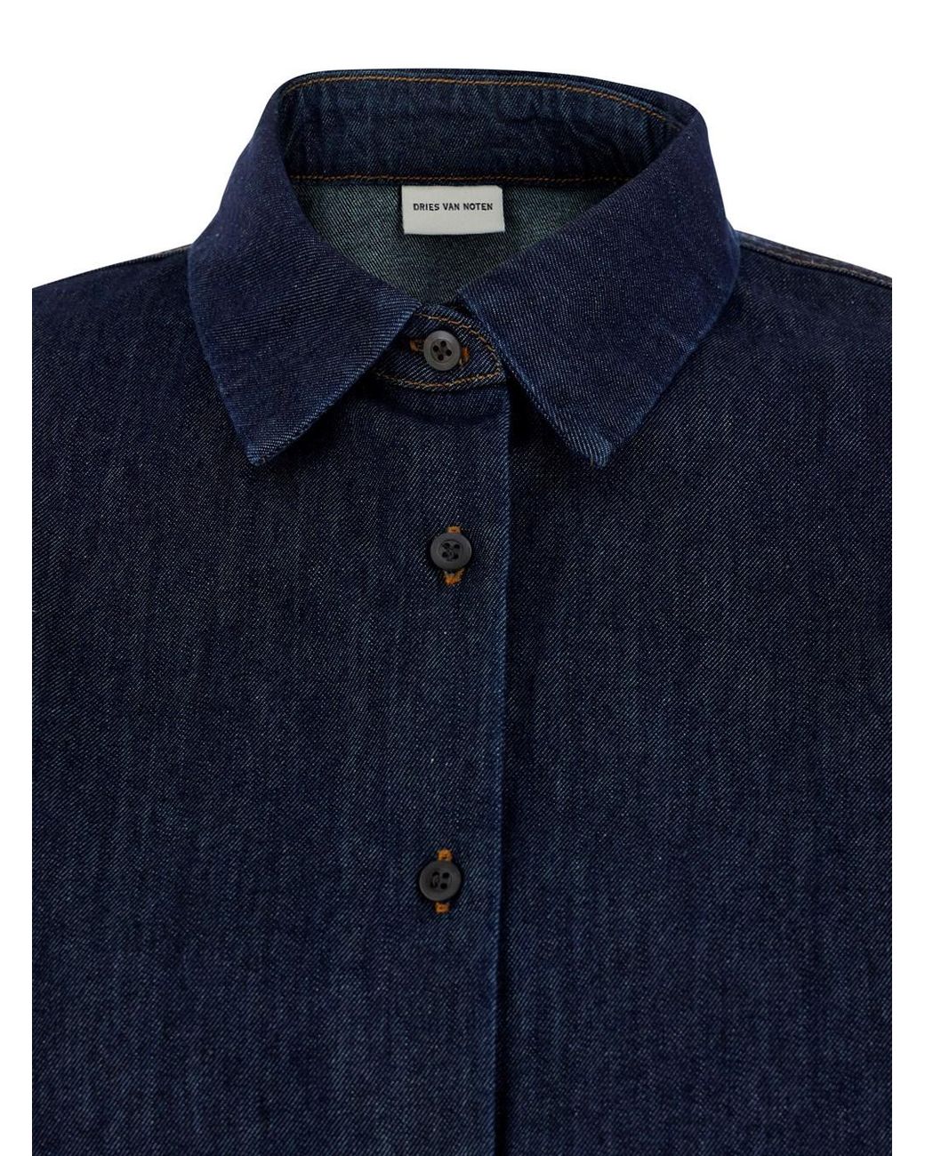 Dries Van Noten Blue Shirt Casio Denim Cotton Blouses