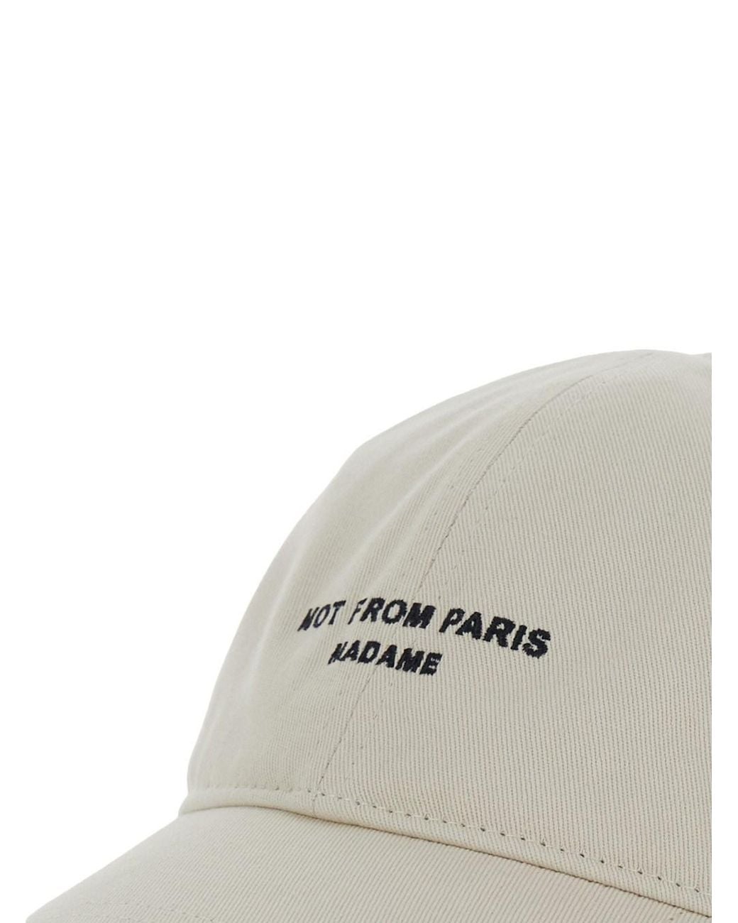 Drole de Monsieur White Baseball Cap With Slogan Print On The Front In for men