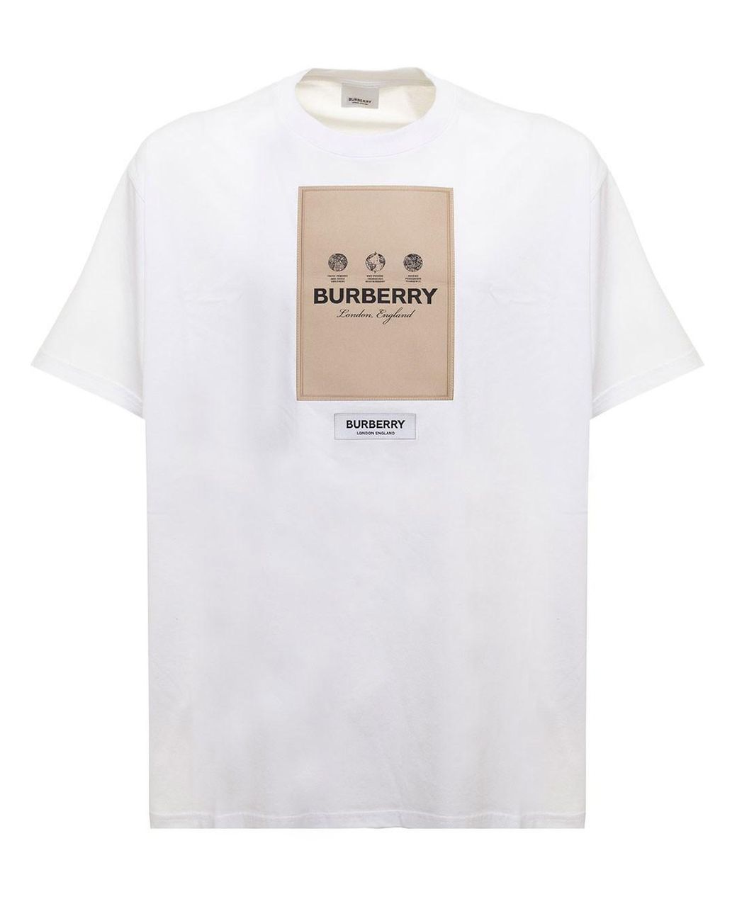 T-shirt bianca sergio in cotone con etichetta logata uomo da Uomo di  Burberry in Bianco | Lyst