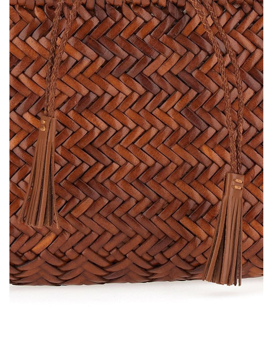Dragon Diffusion Brown 'Minsu' Crossbody Bag With Strap And Woven Moti