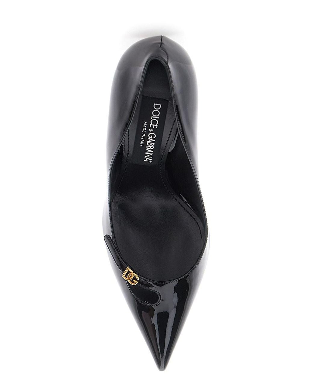Dolce & Gabbana Black Dolce & Gabbana High-Heeled Pumps With Logo Plaque On The Front