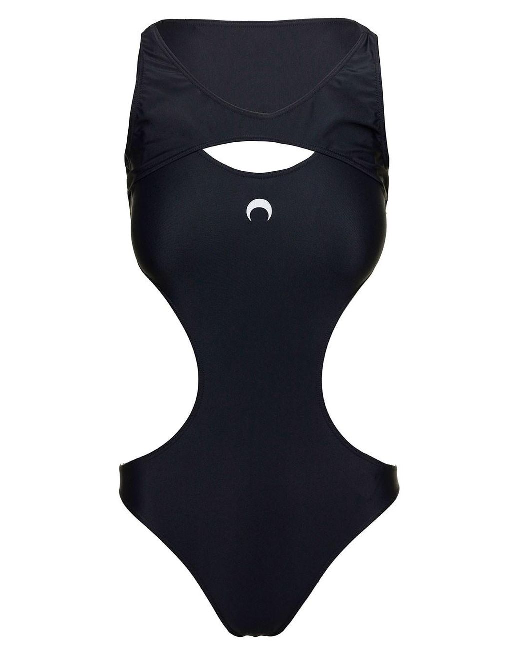 Marine Serre One-piece Swimsuit With Logo Print And Cut-out In Stretch ...