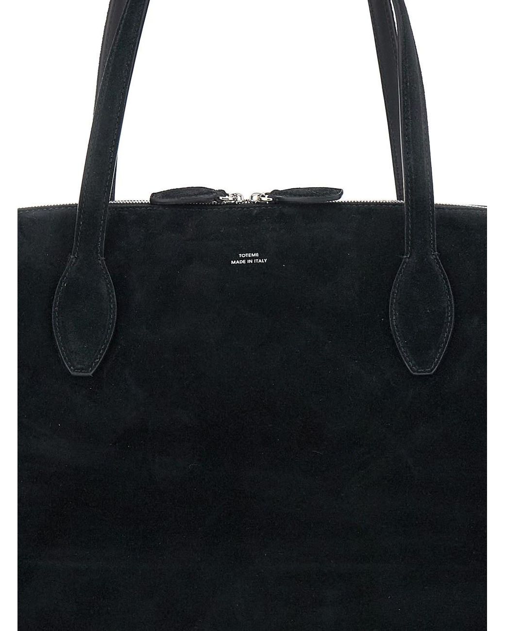 Totême Black Shoulder Bag With Embossed Logo Lettering On The Front In