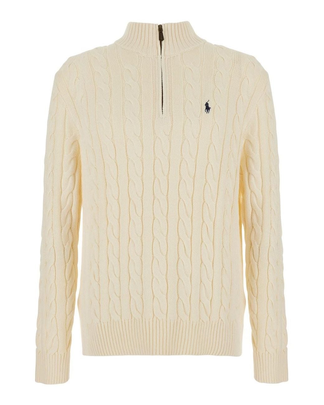 Polo Ralph Lauren Natural Rib-Knit Mockneck Quarter-Zip Sweater for men